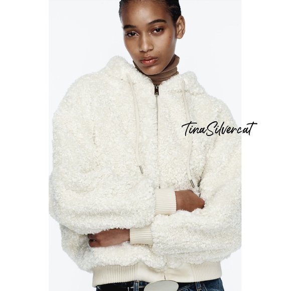 BLOGGER'S FAVE! Zara Hooded Teddy Coat NWT - Picture 6 of 12